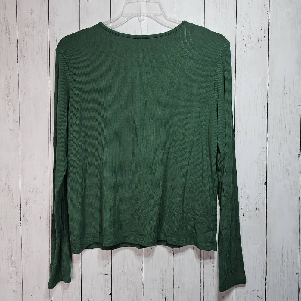Kyte Baby Women's Green Ribbed Long Sleeve Bamboo Knit Blend Henley Size Large. - Picture 6 of 6